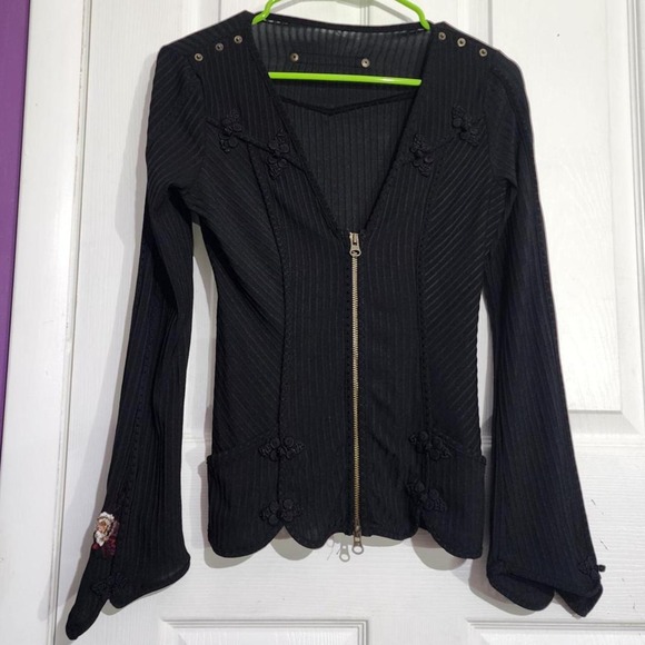 Jackets & Blazers - Black Vintage Gothic Zip Up Jacket